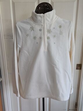 Basic Editions Cream Fleece Top-Size XL